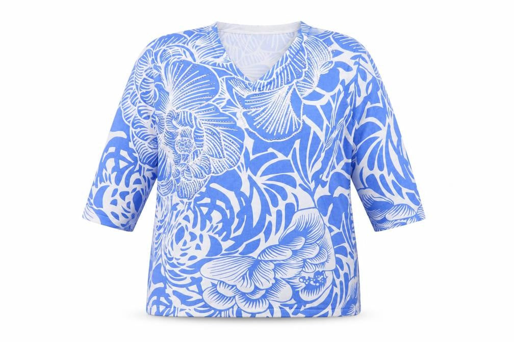 Gerard Womens Blue Geometric Viscose Pullover Sweatshirt Size 18  Pullover