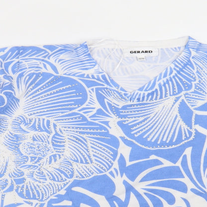 Gerard Womens Blue Geometric Viscose Pullover Sweatshirt Size 18  Pullover