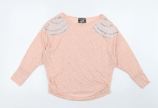 parisian Womens Pink Fair Isle Linen Pullover Sweatshirt Size L  Pullover