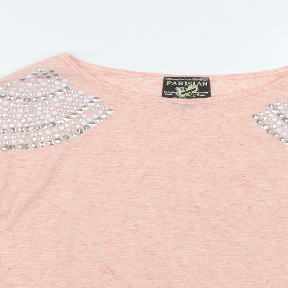parisian Womens Pink Fair Isle Linen Pullover Sweatshirt Size L  Pullover