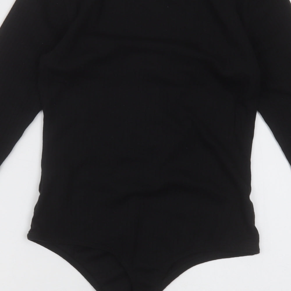 Missguided Womens Black  Polyester Bodysuit One-Piece Size 10  Buckle - Lettuce edge