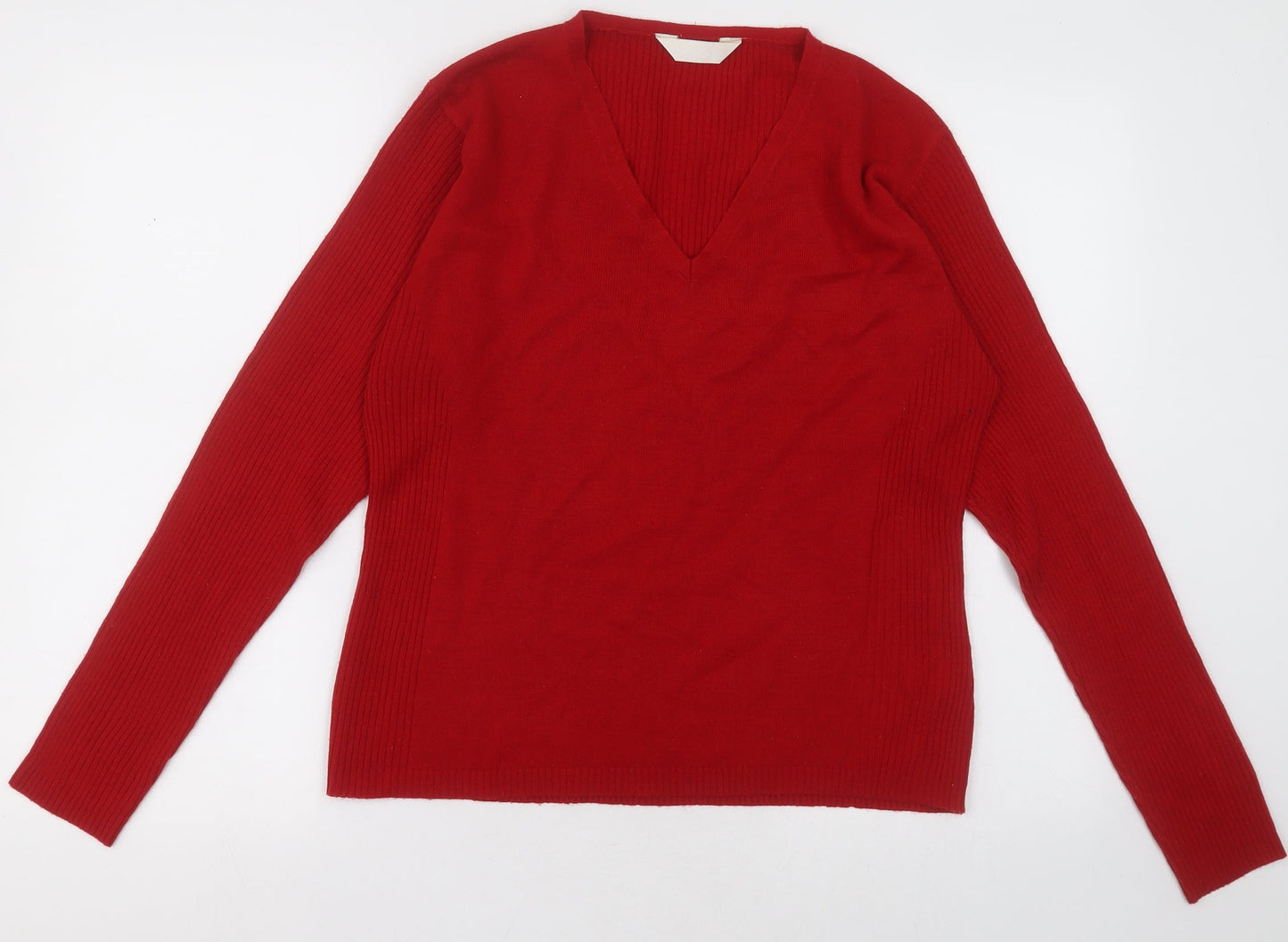 Preworn Womens Red  Acrylic Pullover Sweatshirt Size 20  Pullover