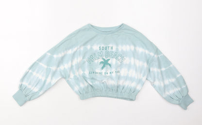 Next Girls Green Batik Cotton Pullover Sweatshirt Size 5 Years