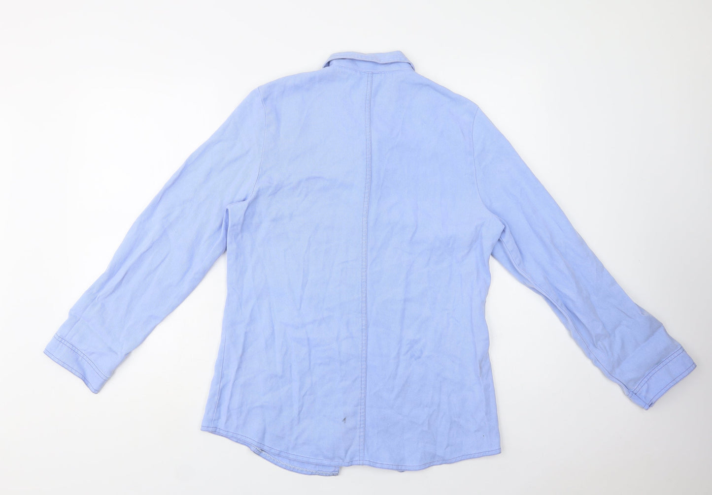 Pola Womens Blue  Lyocell Basic Button-Up Size 10 Collared