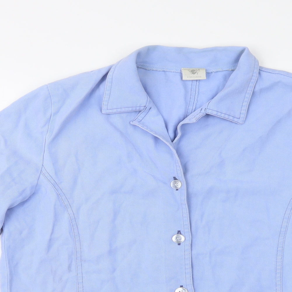 Pola Womens Blue  Lyocell Basic Button-Up Size 10 Collared