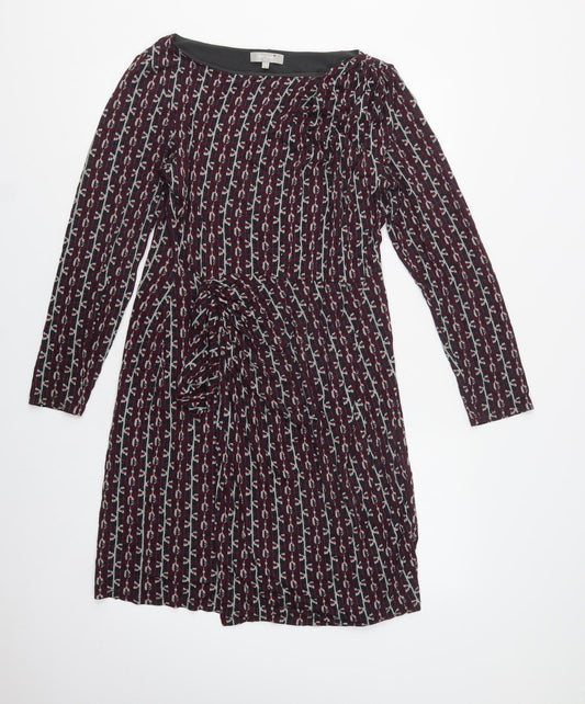 Per Una Womens Purple Geometric Viscose A-Line  Size 14  Boat Neck