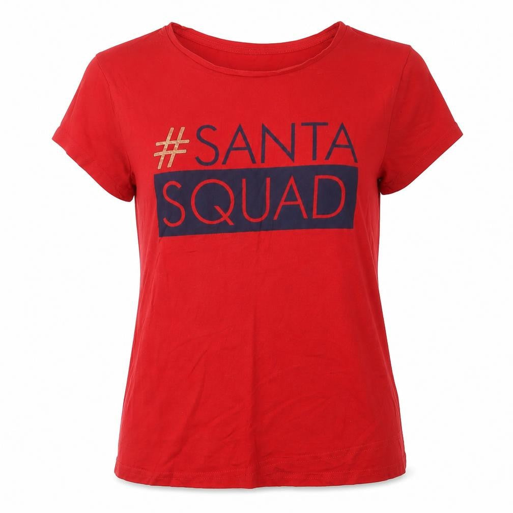 George Womens Red  Cotton Basic Polo Size 14 Crew Neck - Santa
