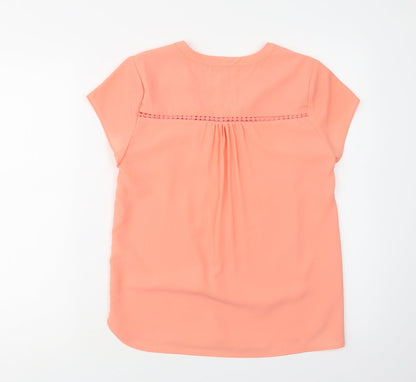 Preloved Rant & Rave Womens Orange  Polyester Basic Blouse Size S V-Neck - Back
