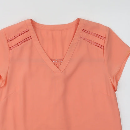 Preloved Rant & Rave Womens Orange  Polyester Basic Blouse Size S V-Neck - Detail