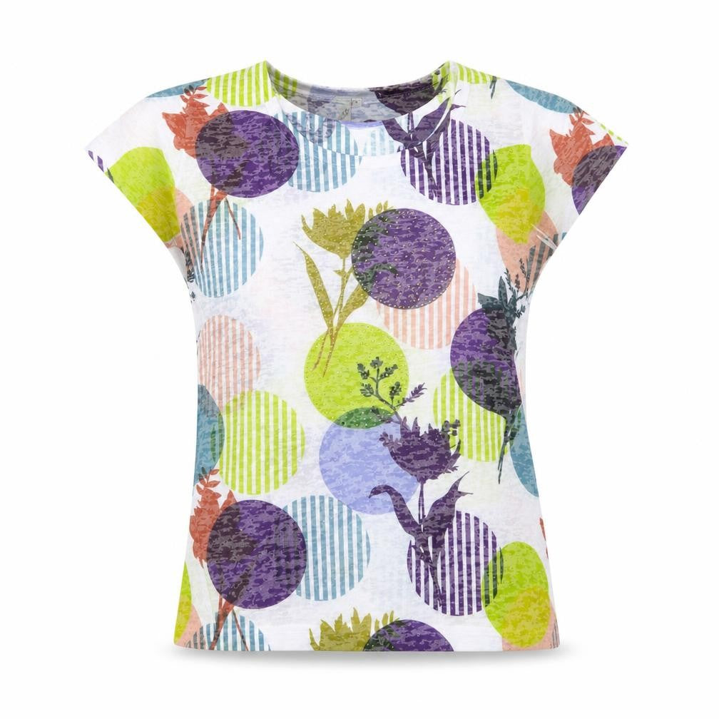 M.X.O Womens Multicoloured Geometric Polyester Basic Blouse Size S Crew Neck