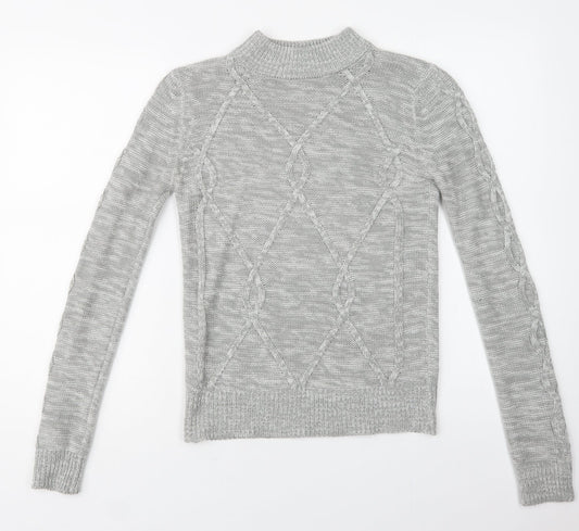 Matalan Womens Grey Mock Neck  Acrylic Pullover Jumper Size XS