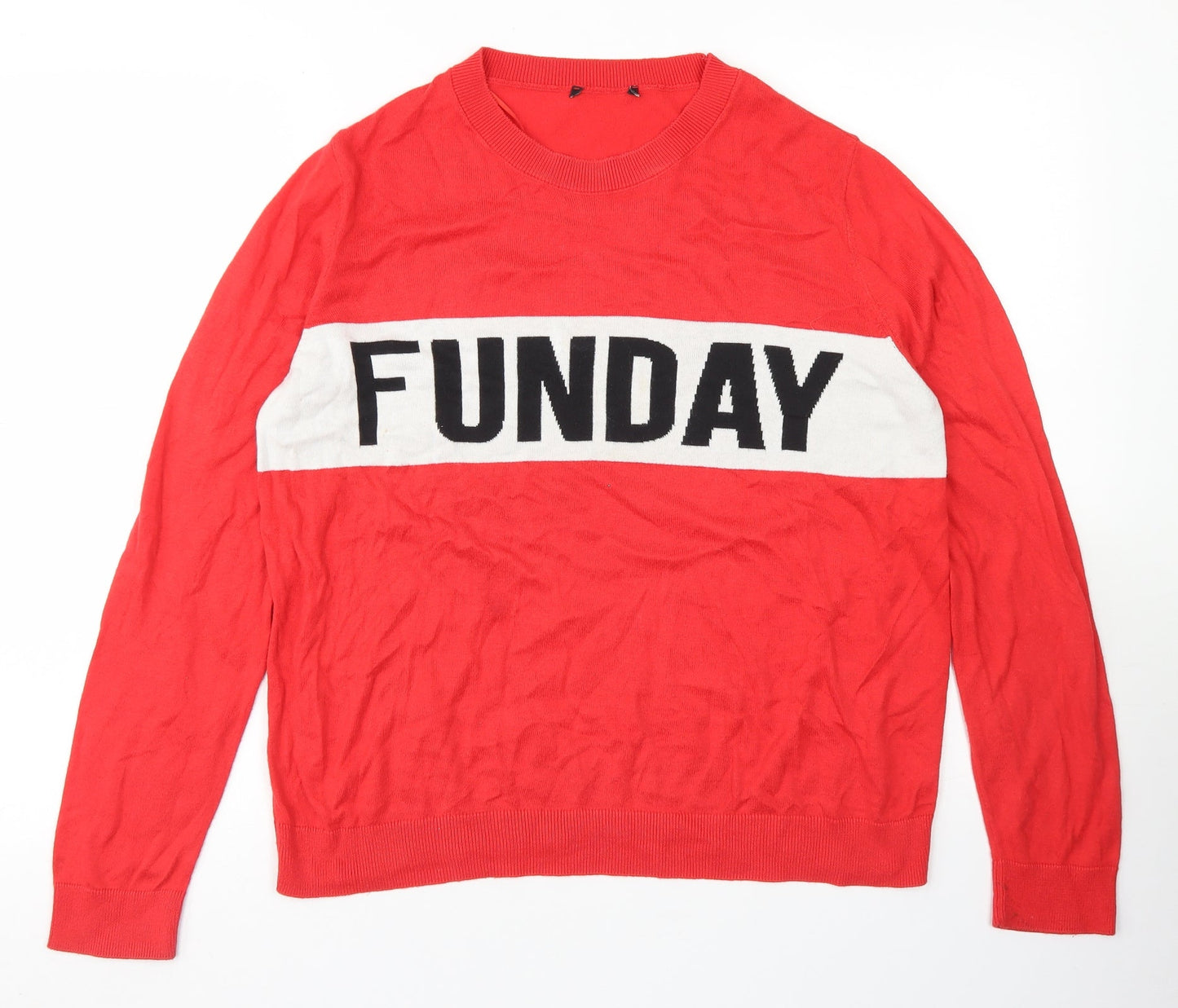 New Look Womens Red Crew Neck  Acrylic Pullover Jumper Size 12