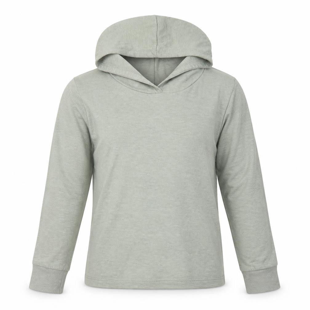 name it Girls Green  Cotton Pullover Hoodie Size 7-8 Years   - Cropped