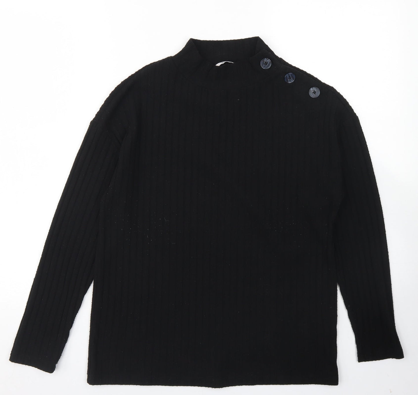 TU Womens Black  Polyester Basic T-Shirt Size 8 Mock Neck