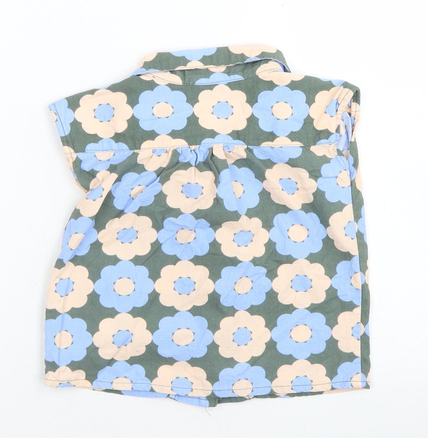 Sage x Clare Girls Green Floral Plastic Basic Button-Up Size 3 Years Collared Button