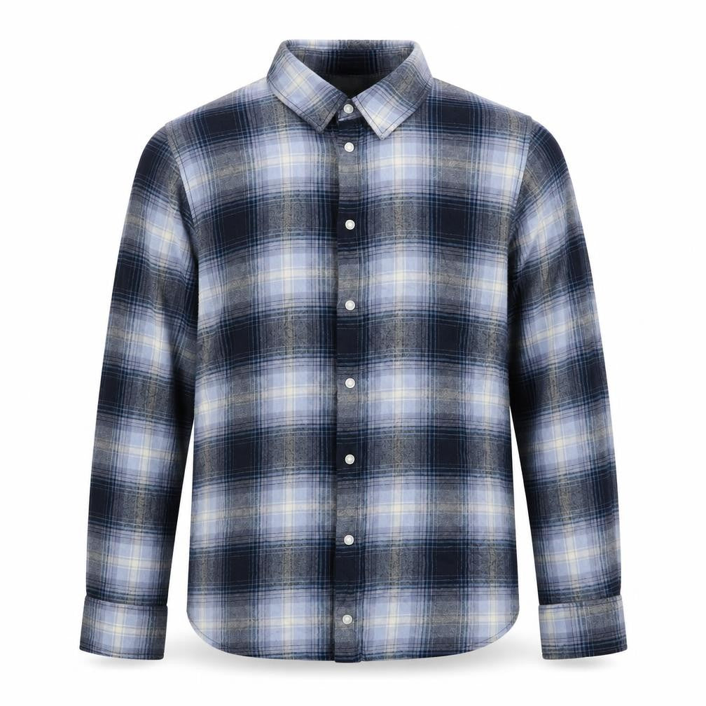 H&M Mens Blue Check Cotton  Button-Up Size S Collared Button
