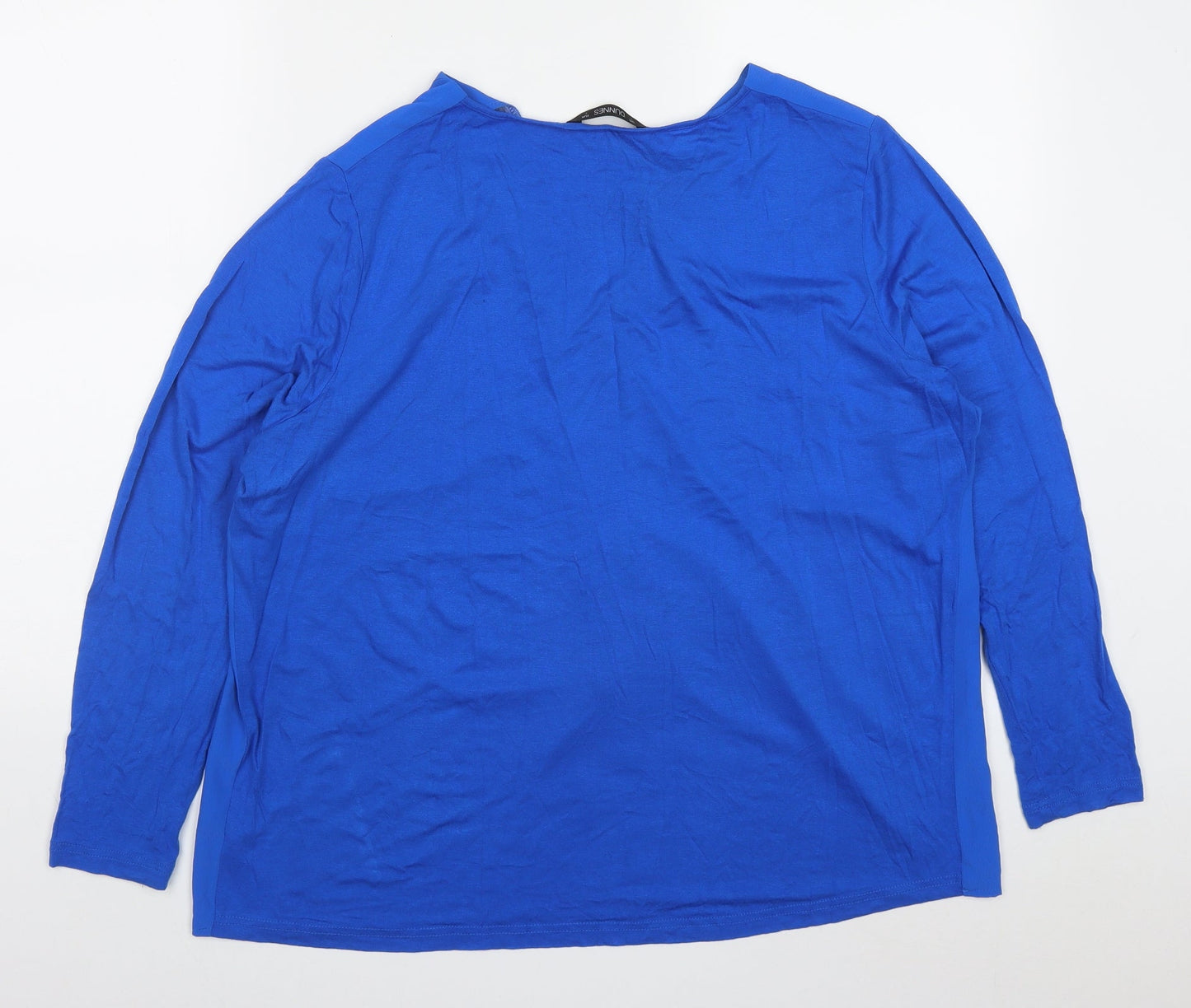 Dunnes Womens Blue  Polyester Basic Blouse Size L V-Neck