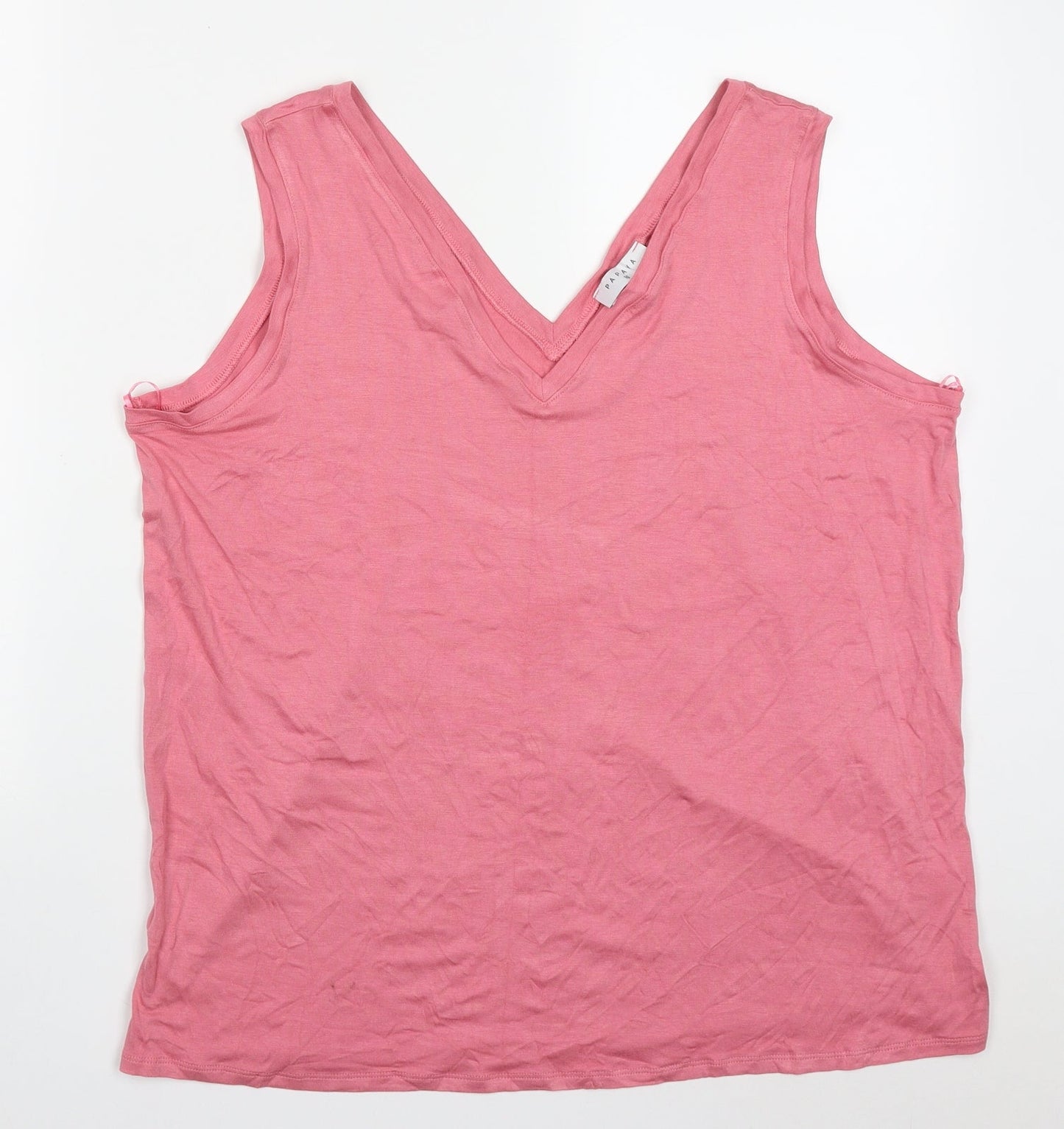 Papapa Womens Pink  Viscose Basic Tank Size 16 V-Neck