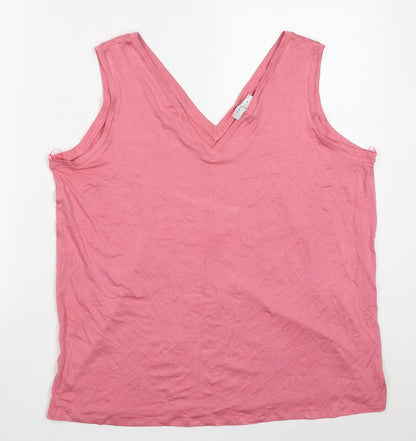 Papaya Womens Pink  Viscose Basic Tank Size 16 V-Neck
