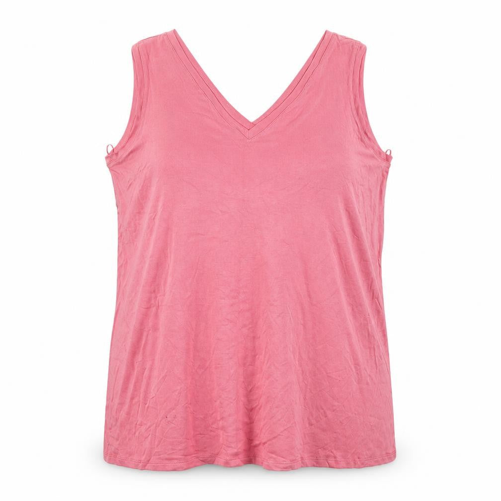Papapa Womens Pink  Viscose Basic Tank Size 16 V-Neck