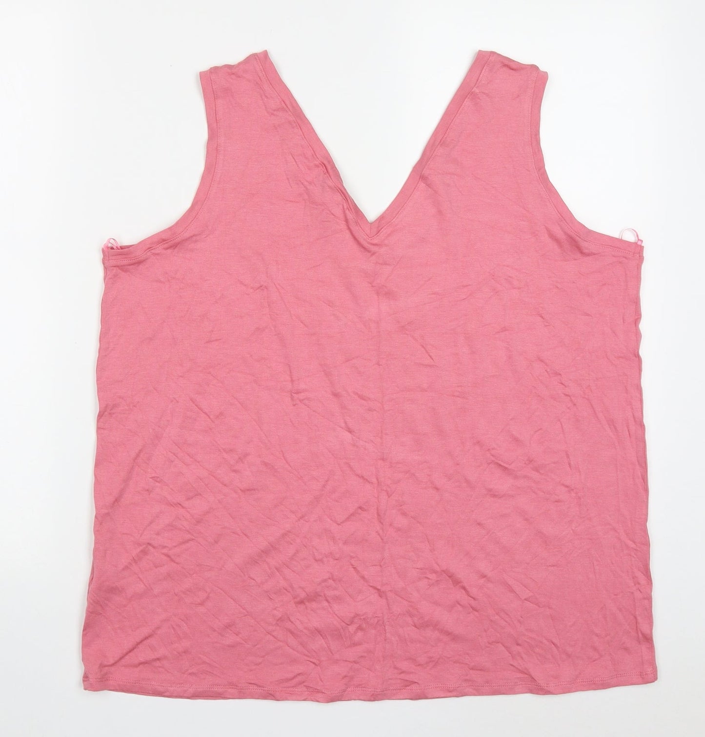 Papapa Womens Pink  Viscose Basic Tank Size 16 V-Neck