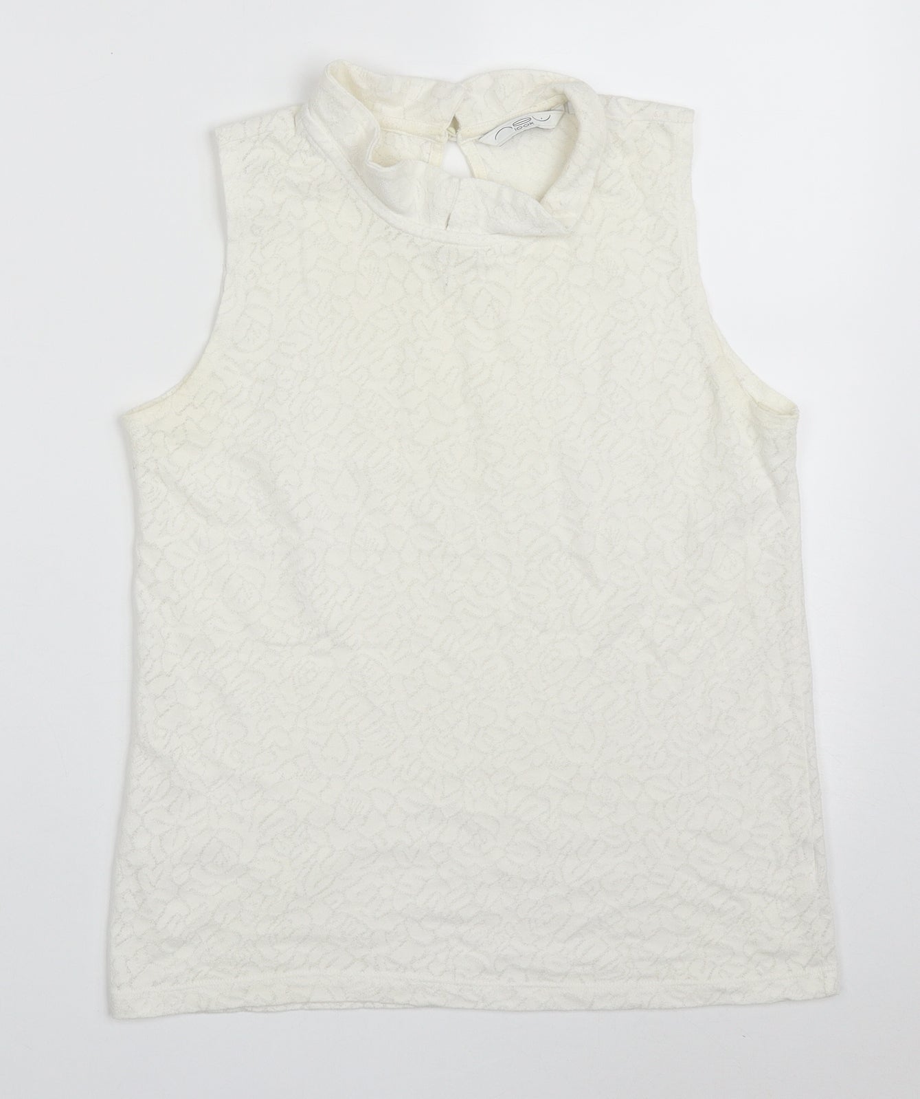 New Look Womens White  Cotton Basic Tank Size 10 Collared