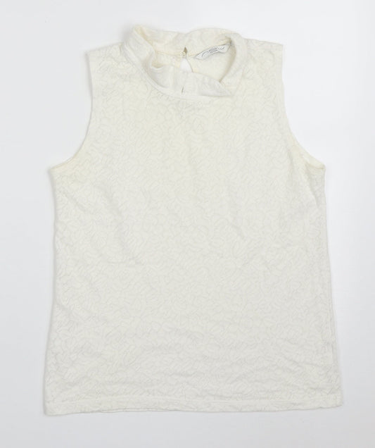 New Look Womens White  Cotton Basic Tank Size 10 Collared