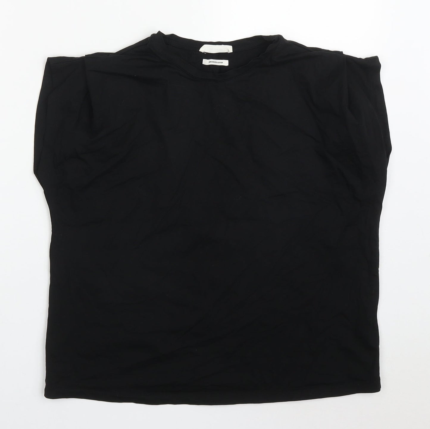 Reserves Womens Black  Cotton Basic T-Shirt Size XS Crew Neck