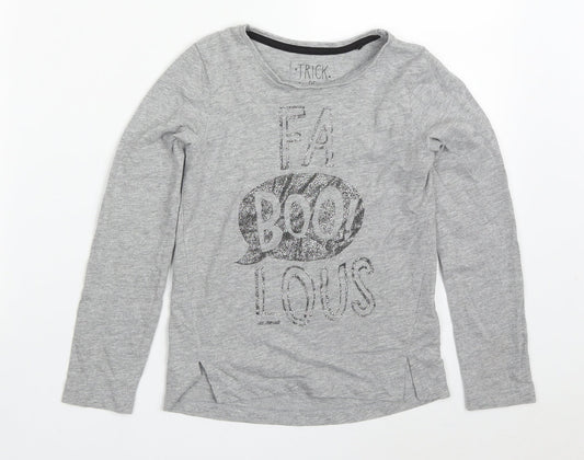 TU Girls Grey  Cotton Basic T-Shirt Size 8 Years Round Neck Pullover - Fa Boo! Lous