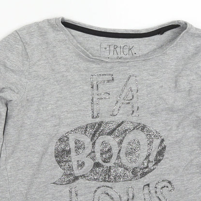 Tu Girls Grey  Cotton Basic T-Shirt Size 8 Years Round Neck Pullover - Fa Boo! Lous
