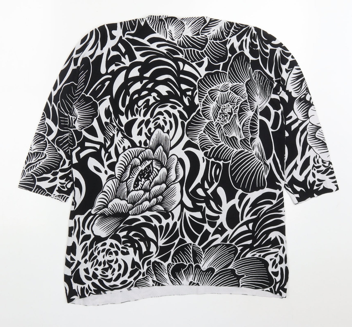 Gerard Womens Black V-Neck Floral Viscose Pullover Jumper Size L