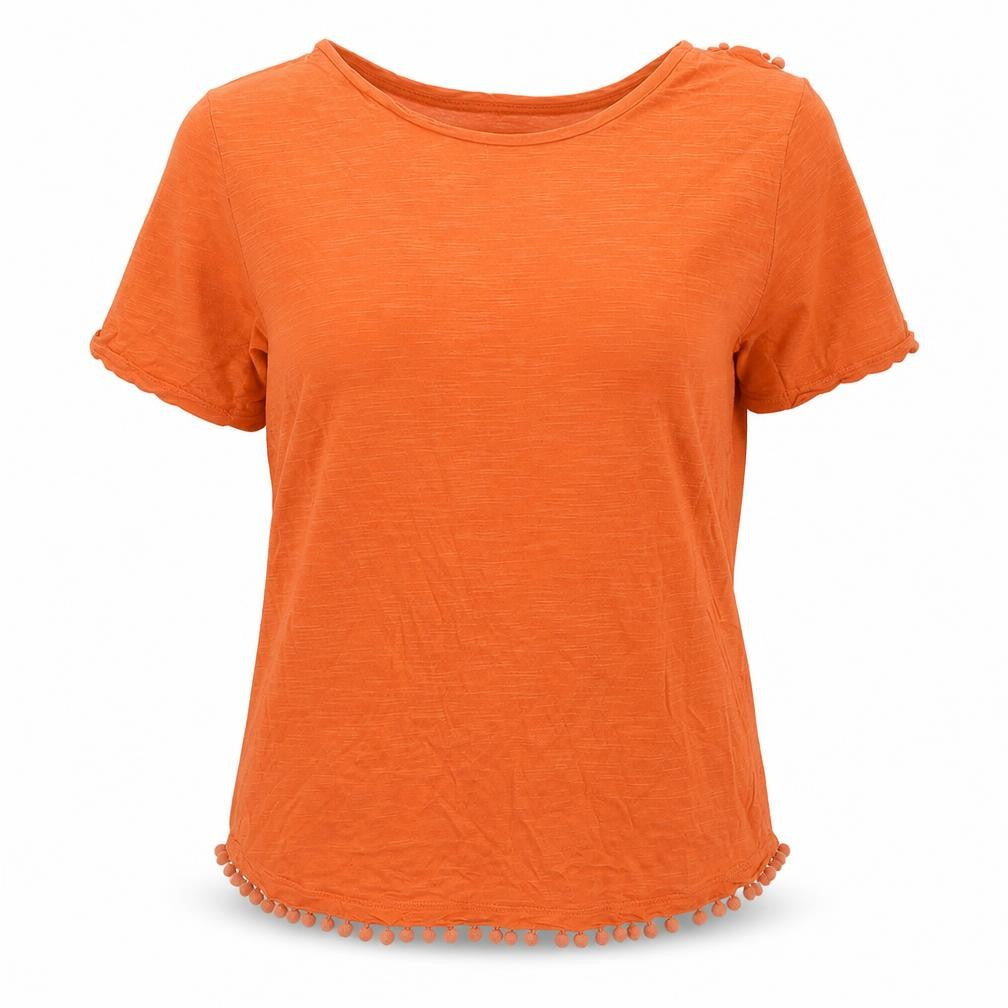 Papaya Womens Orange  Viscose Basic T-Shirt Size 12 Roll Neck