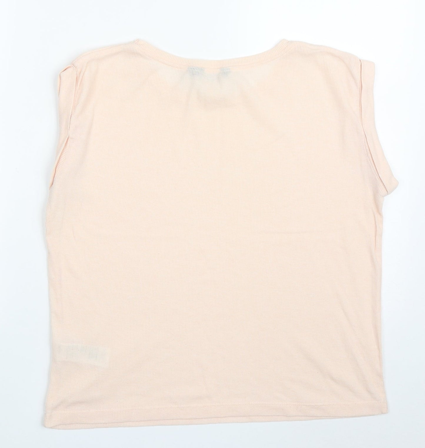 New Look Womens Pink  Polyester Basic T-Shirt Size 10 Round Neck