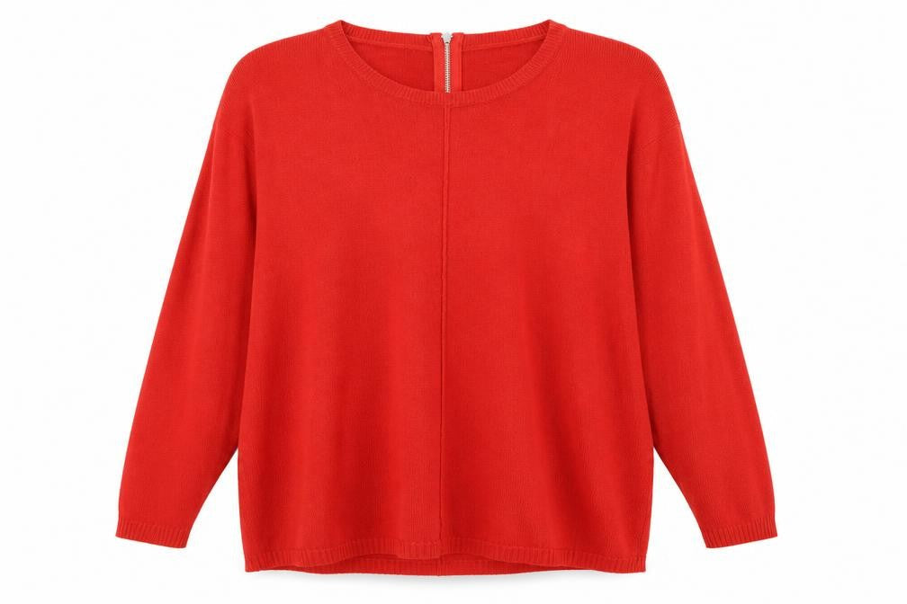 First Avenue Womens Red Round Neck  Acrylic Pullover Jumper Size XL