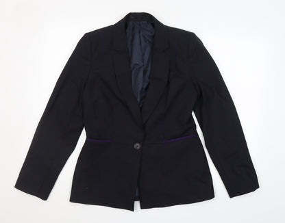Preworn Womens Black  Polyester Jacket Suit Jacket Size 10