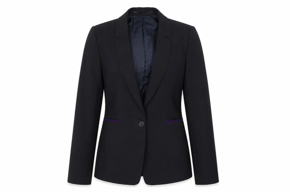 Preworn Womens Black  Polyester Jacket Suit Jacket Size 10