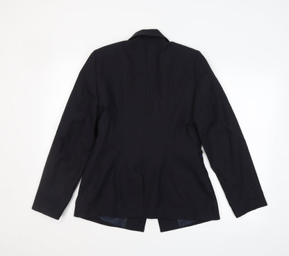 Preworn Womens Black  Polyester Jacket Suit Jacket Size 10