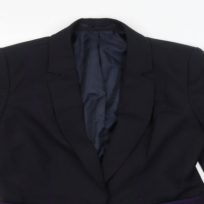 Preworn Womens Black  Polyester Jacket Suit Jacket Size 10