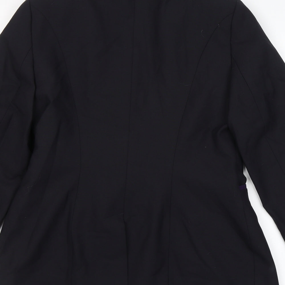 Preworn Womens Black  Polyester Jacket Suit Jacket Size 10