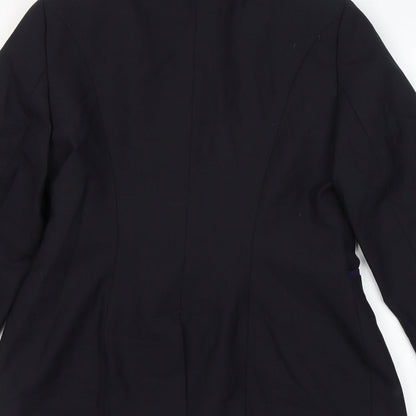 Preworn Womens Black  Polyester Jacket Suit Jacket Size 10
