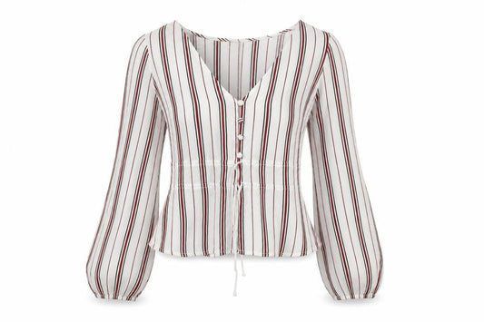Hollister Womens White V-Neck Striped Viscose Cardigan Jumper Size S