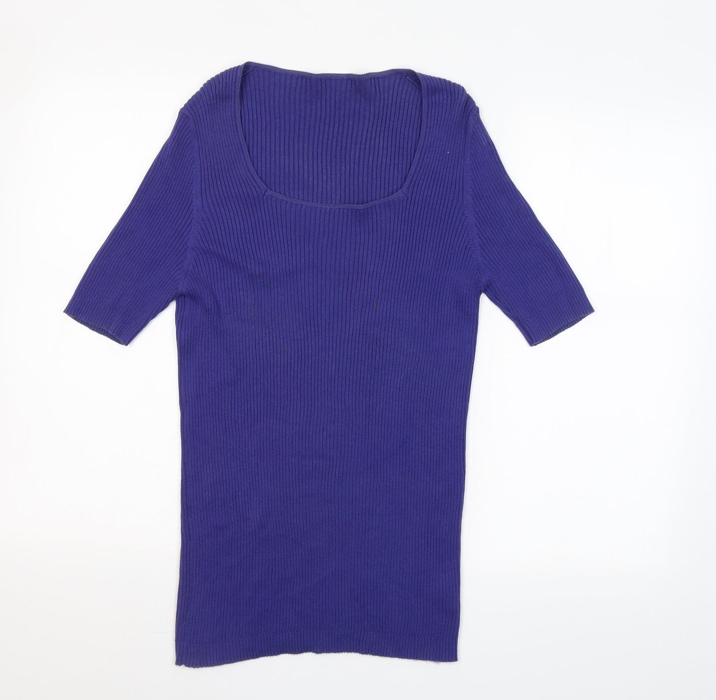 Preworn Womens Purple Square Neck  Cotton Pullover Jumper Size S