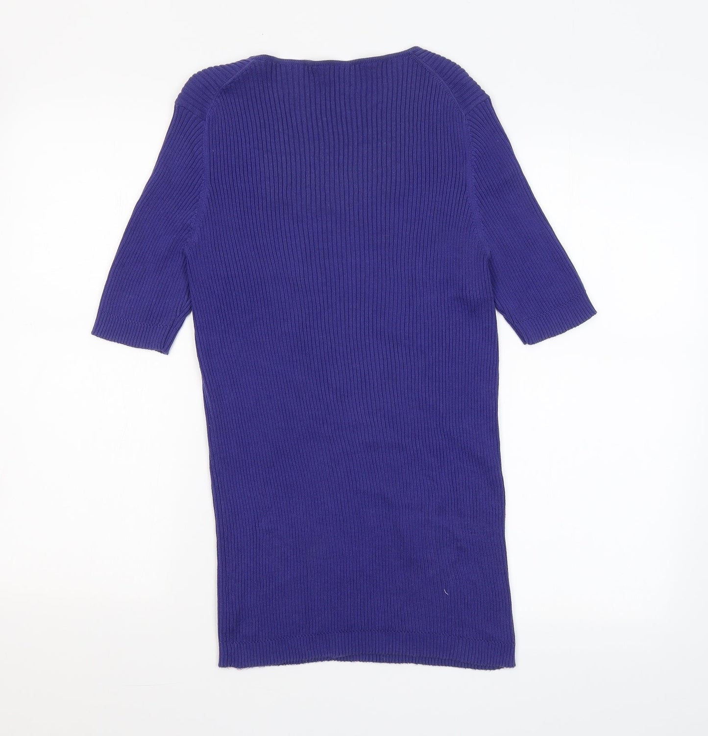 Preworn Womens Purple Square Neck  Cotton Pullover Jumper Size S