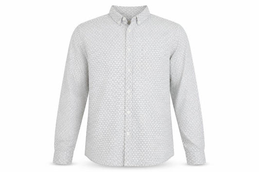 ACW 85  Mens White Geometric Cotton  Button-Up Size XL Collared Button