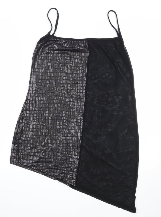 Preworn Womens Black  Polyester Camisole Blouse Size S Square Neck