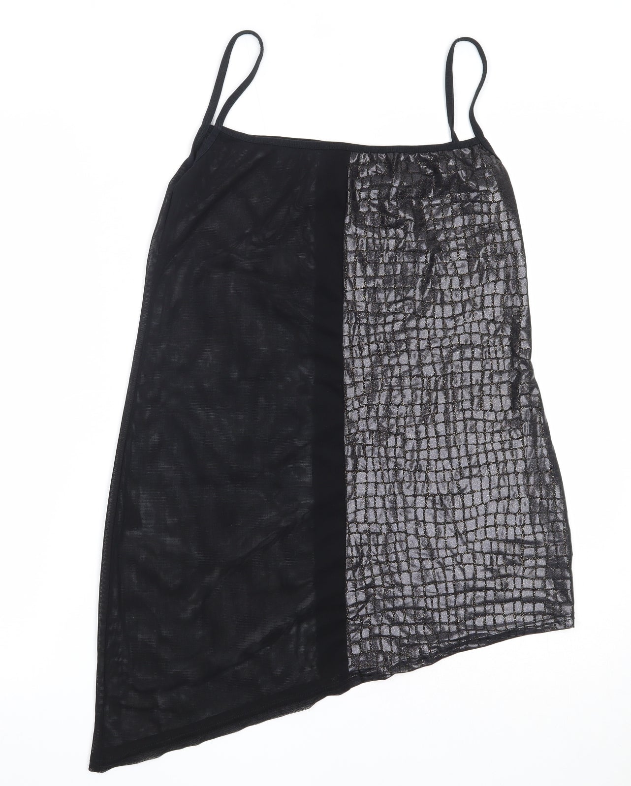 Preworn Womens Black  Polyester Camisole Blouse Size S Square Neck