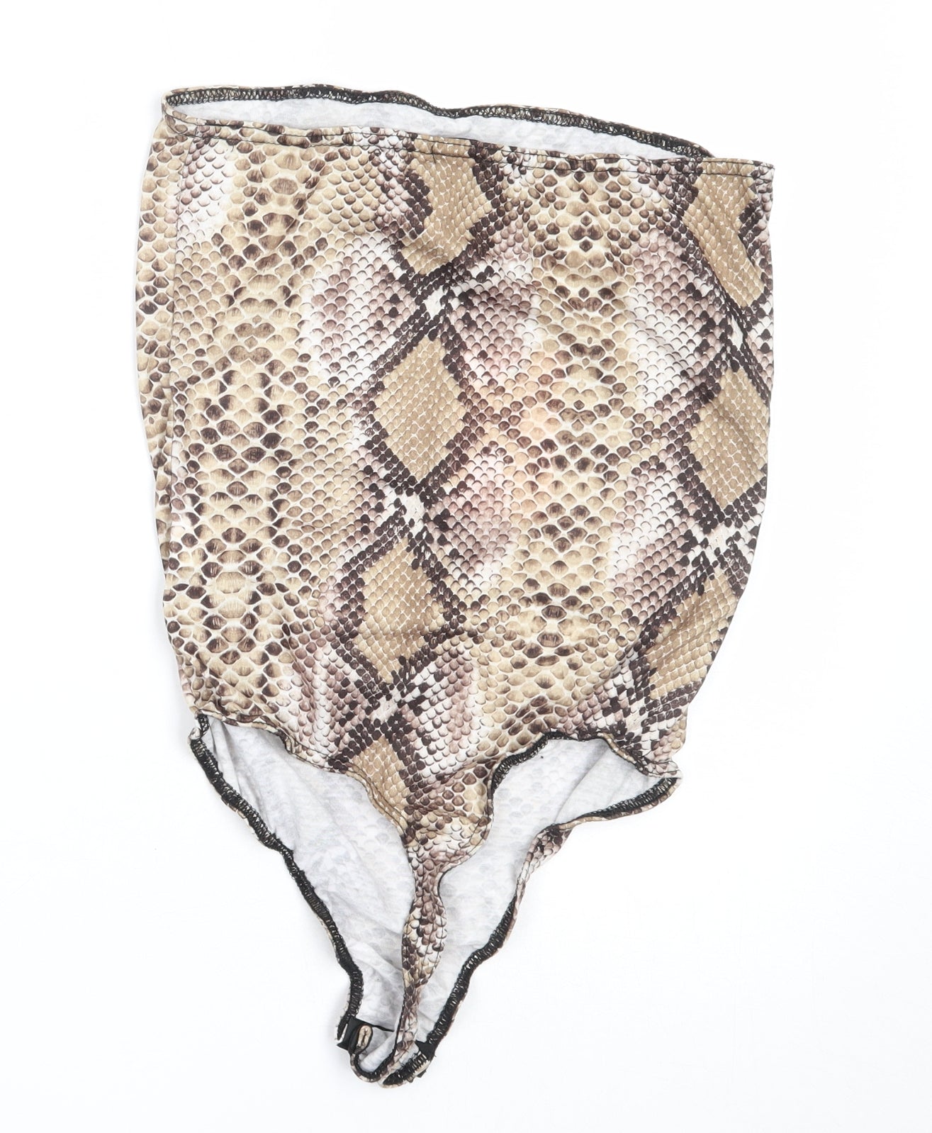 Missguided Womens Beige Animal Print Polyester Basic Blouse Size 10 Square Neck - bodysuit