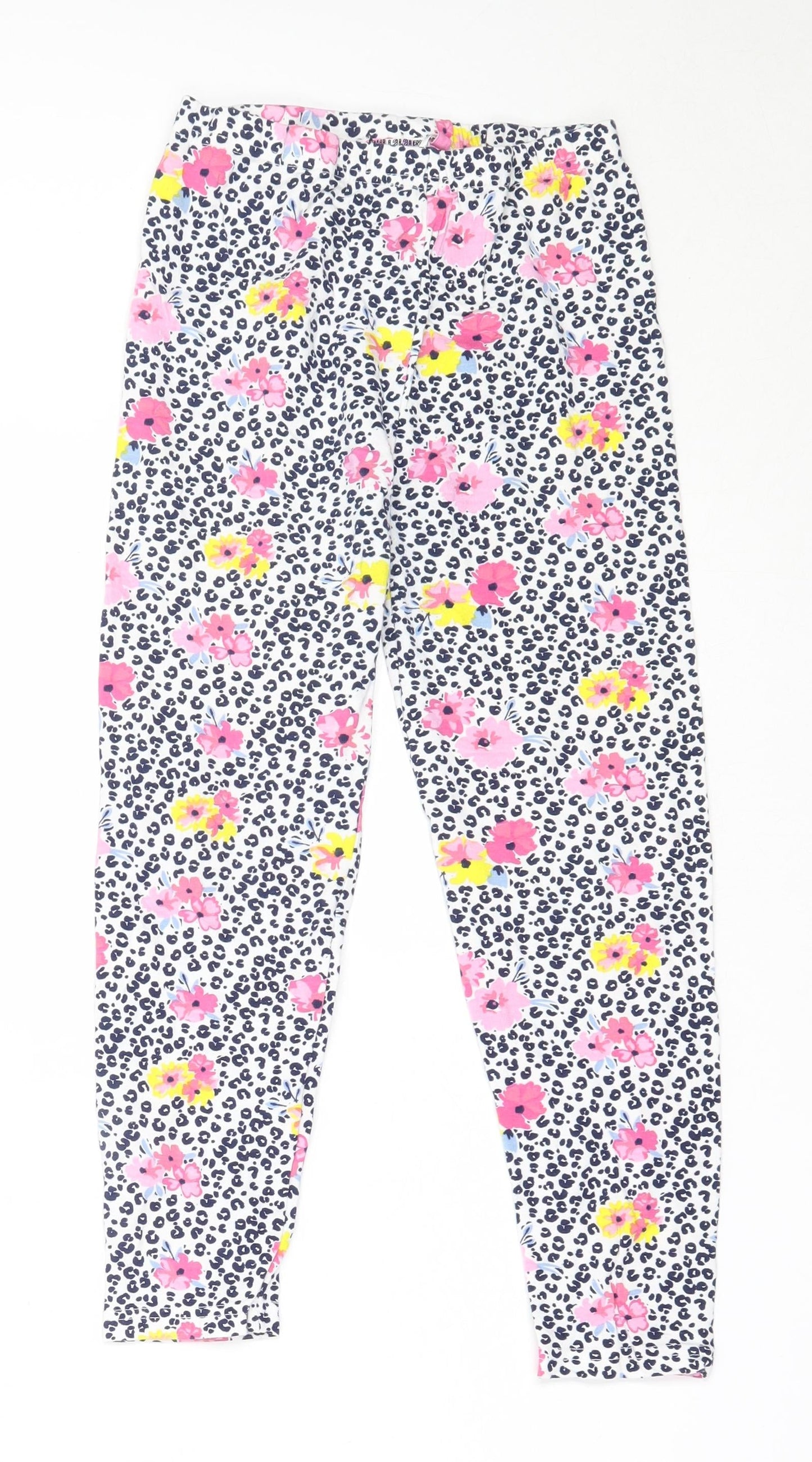 Hullabaloo Girls White Floral Cotton Capri Trousers Size 9-10 Years  Regular  - leggings