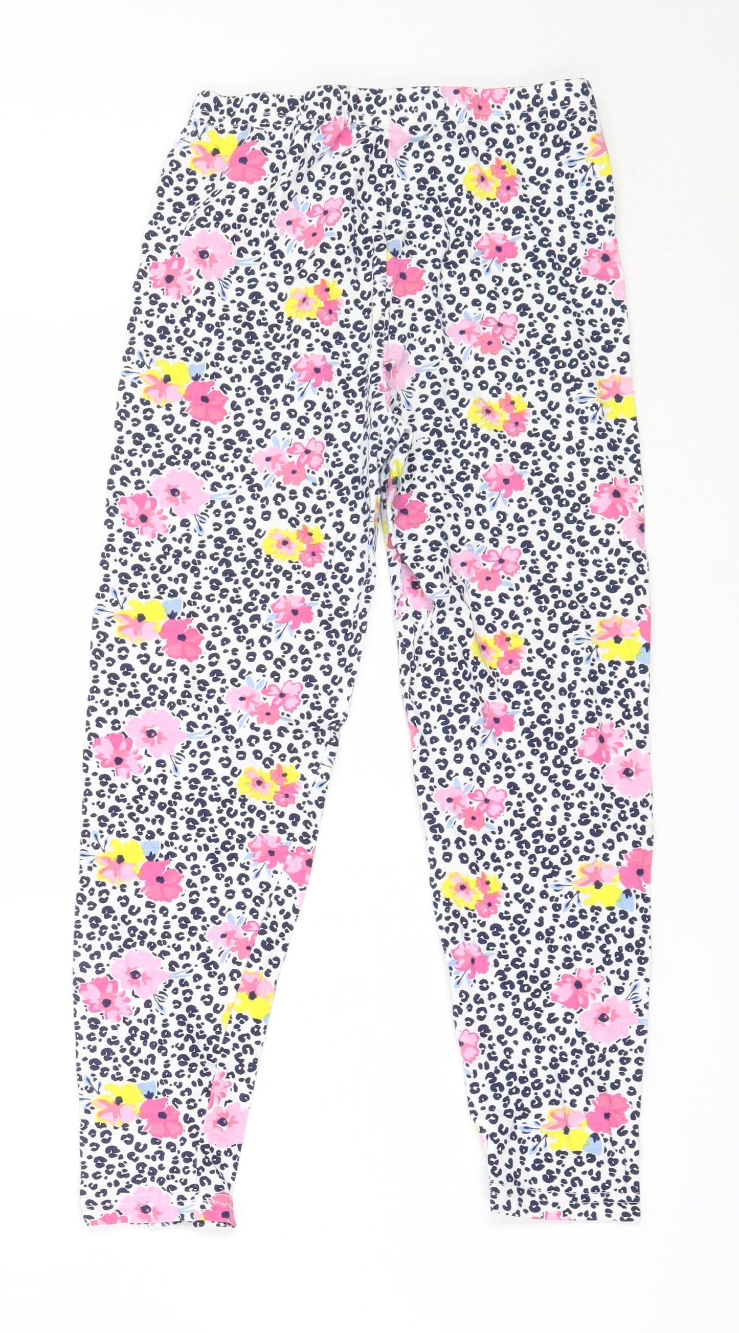 Hullabaloo Girls White Floral Cotton Capri Trousers Size 9-10 Years  Regular  - leggings