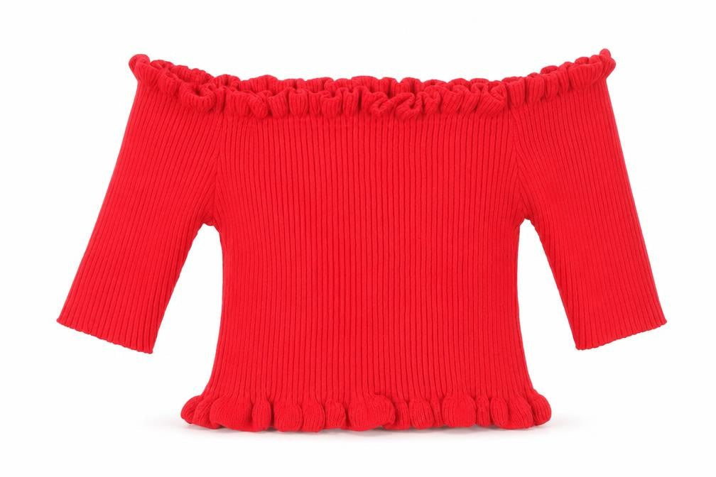 New Look Womens Red Square Neck  Acrylic Pullover Jumper Size M